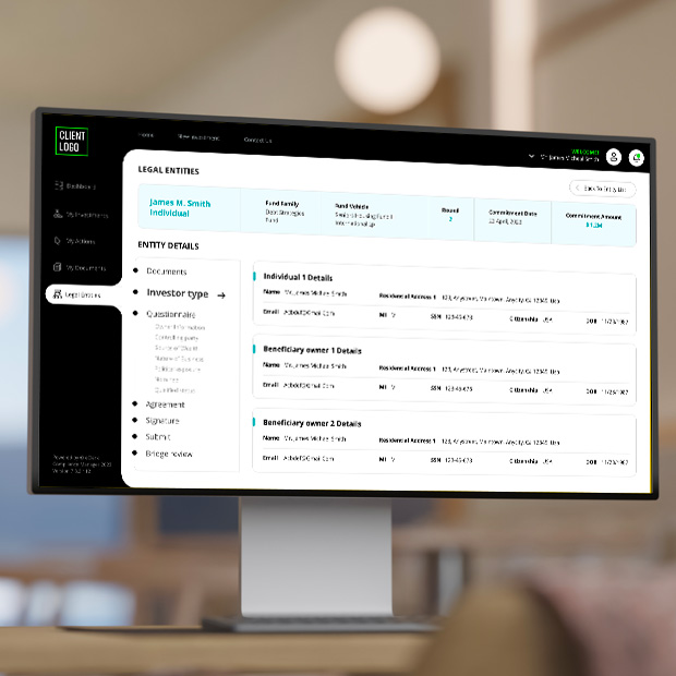a desktop showing investor portal dashboard